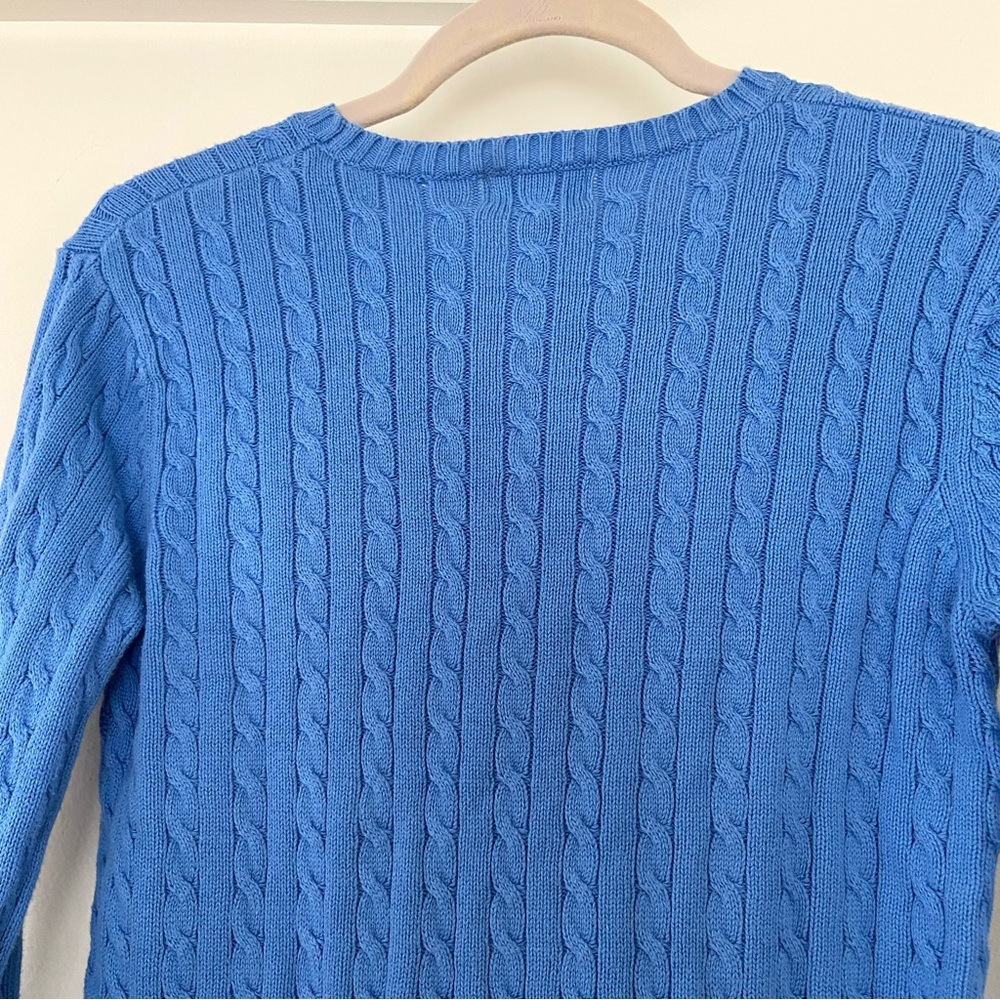 VTG Lilly Pulitzer Cable Knit Crew Neck Sweater Size Medium Blue Preppy Tennis - Picture 11 of 13